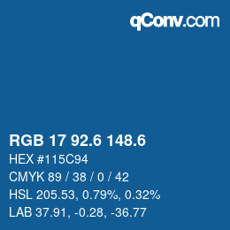 カラーコード: RGB 17 92.6 148.6 | qconv.com