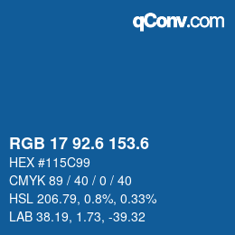 カラーコード: RGB 17 92.6 153.6 | qconv.com