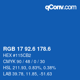 カラーコード: RGB 17 92.6 178.6 | qconv.com