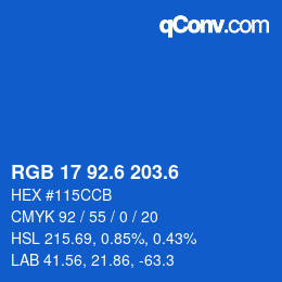カラーコード: RGB 17 92.6 203.6 | qconv.com