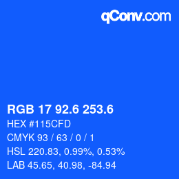 カラーコード: RGB 17 92.6 253.6 | qconv.com