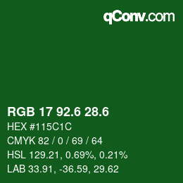 カラーコード: RGB 17 92.6 28.6 | qconv.com
