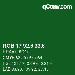カラーコード: RGB 17 92.6 33.6 | qconv.com