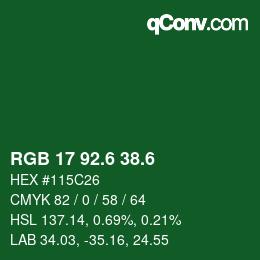 カラーコード: RGB 17 92.6 38.6 | qconv.com