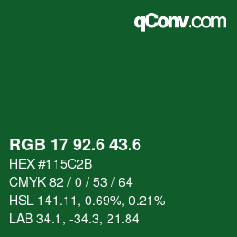 カラーコード: RGB 17 92.6 43.6 | qconv.com