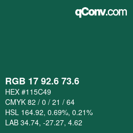 カラーコード: RGB 17 92.6 73.6 | qconv.com