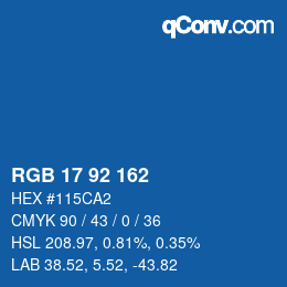 颜色代码: RGB 17 92 162 | qconv.com
