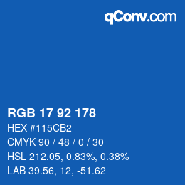 颜色代码: RGB 17 92 178 | qconv.com