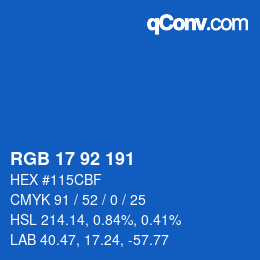 カラーコード: RGB 17 92 191 | qconv.com