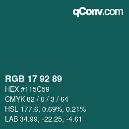 Farbcode: RGB 17 92 89 | qconv.com