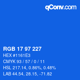 Color code: RGB 17 97 227 | qconv.com