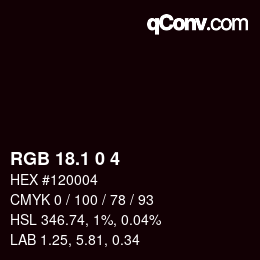 カラーコード: RGB 18.1 0 4 | qconv.com