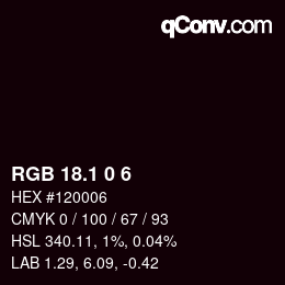カラーコード: RGB 18.1 0 6 | qconv.com
