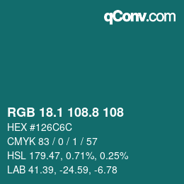カラーコード: RGB 18.1 108.8 108 | qconv.com