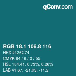 Color code: RGB 18.1 108.8 116 | qconv.com