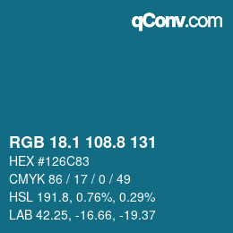 Color code: RGB 18.1 108.8 131 | qconv.com
