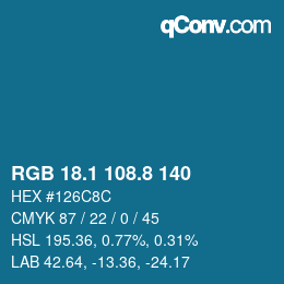 Color code: RGB 18.1 108.8 140 | qconv.com