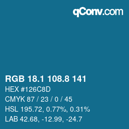 Farbcode: RGB 18.1 108.8 141 | qconv.com
