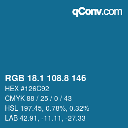 Color code: RGB 18.1 108.8 146 | qconv.com