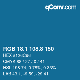 Color code: RGB 18.1 108.8 150 | qconv.com