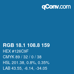 カラーコード: RGB 18.1 108.8 159 | qconv.com