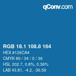 Color code: RGB 18.1 108.8 164 | qconv.com