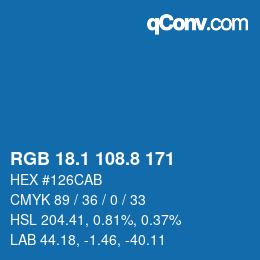 カラーコード: RGB 18.1 108.8 171 | qconv.com