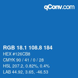 Color code: RGB 18.1 108.8 184 | qconv.com