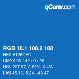 Color code: RGB 18.1 108.8 188 | qconv.com