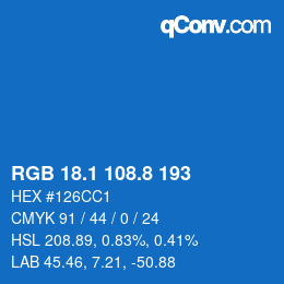 Color code: RGB 18.1 108.8 193 | qconv.com