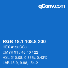 カラーコード: RGB 18.1 108.8 200 | qconv.com