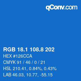 Color code: RGB 18.1 108.8 202 | qconv.com