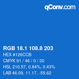 カラーコード: RGB 18.1 108.8 203 | qconv.com