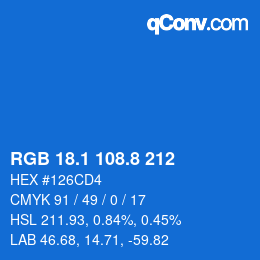Color code: RGB 18.1 108.8 212 | qconv.com