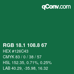 カラーコード: RGB 18.1 108.8 67 | qconv.com