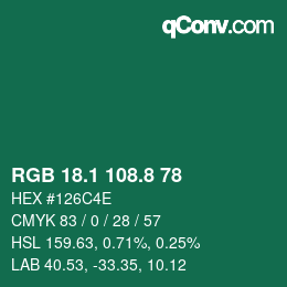 Color code: RGB 18.1 108.8 78 | qconv.com