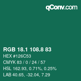 Color code: RGB 18.1 108.8 83 | qconv.com