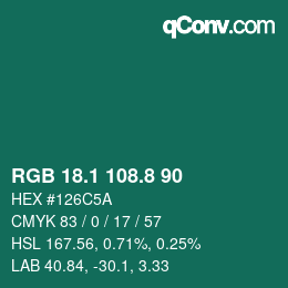 カラーコード: RGB 18.1 108.8 90 | qconv.com
