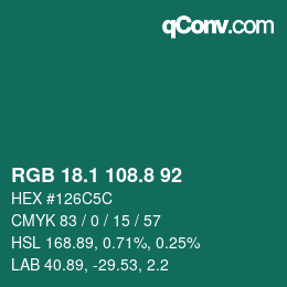 Farbcode: RGB 18.1 108.8 92 | qconv.com