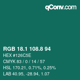 カラーコード: RGB 18.1 108.8 94 | qconv.com