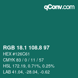 Color code: RGB 18.1 108.8 97 | qconv.com