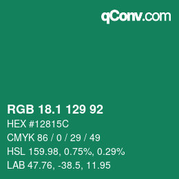 カラーコード: RGB 18.1 129 92 | qconv.com