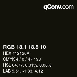 Color code: RGB 18.1 18.8 10 | qconv.com