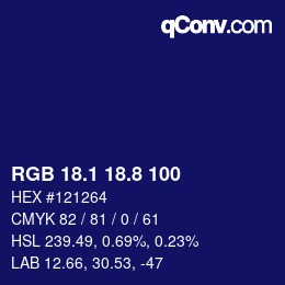 カラーコード: RGB 18.1 18.8 100 | qconv.com