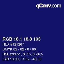 カラーコード: RGB 18.1 18.8 103 | qconv.com