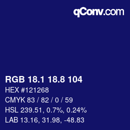 カラーコード: RGB 18.1 18.8 104 | qconv.com