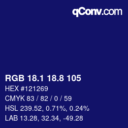 カラーコード: RGB 18.1 18.8 105 | qconv.com