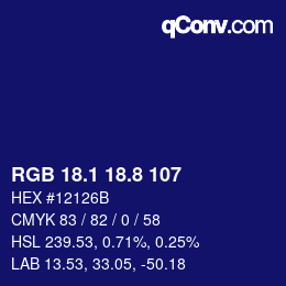 カラーコード: RGB 18.1 18.8 107 | qconv.com