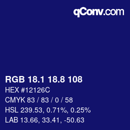 カラーコード: RGB 18.1 18.8 108 | qconv.com