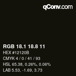 Color code: RGB 18.1 18.8 11 | qconv.com